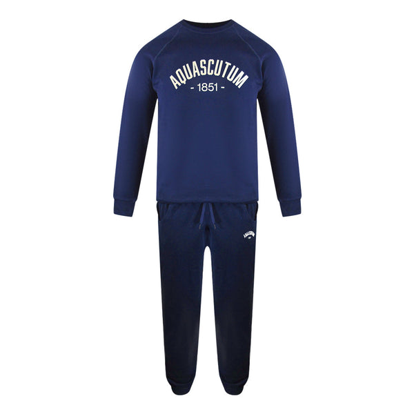 Aquascutum Aa_Ow04_St002 Oldchool Crewneck Navy St002 11 Navy Blue Creckneck And Track Pants Set Male